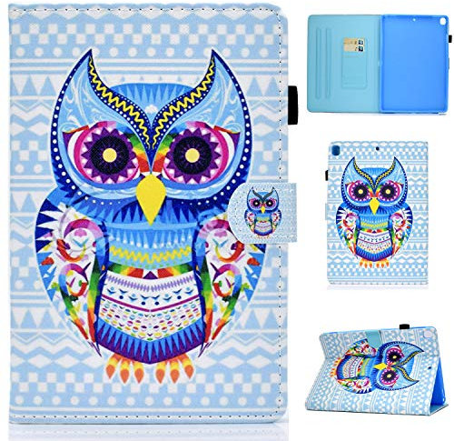 Succtop Hülle iPad 10.2 Zoll 7/8 Generation 2019/2020, PU Leder Folio Schutzhülle Auto Schlafen/Wachen Smart Case Cover, Pencil Halter iPad Air 3 2019 iPad Pro 10.5 Zoll 2017 Hülle Farbe Eule