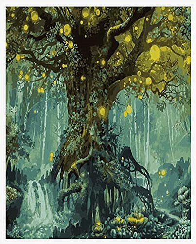 Awesocrafts Malen nach Zahlen Baum des Lebens, Zahlengemälde für Erwachsene und Kinder, 40 x 50 cm(Rahmenlos)