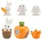 BESTonZON Mini Hase Figuren Osterhase Osterdeko Miniatur Kaninchen 4pcs Häschen mit Häuschen Körbchen Karotte Mikrolandschaft Puppenhaus Feengarten Bonsai Ostern Frühling Party Dekoration