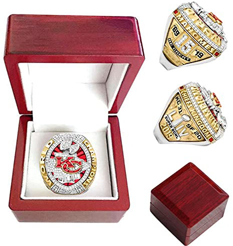 2020 Chiefs Championship Ring mit Holzkiste KC Kansas City 'Super'Bowl Hochwertige Replik 2019 Champion Ring Fans Collection Souvenir Geschenk für Männer Frauen Kinder Jungen