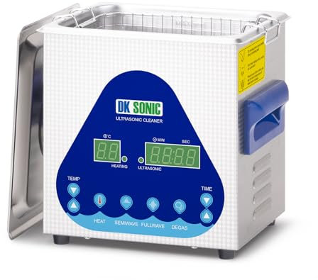 DK SONIC Ultraschallreiniger 2L, 60W Professioneller Ultraschallreinigungsgerät mit Heizung und Timer, Digitaler Steuerung und Korb, Mehrere Funktionen für Schmuck, Brillen, Ketten, Uhren