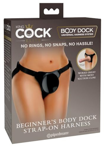 King Cock Beginner's Body Dock Strap-On Harness, Black, 61-137 cm