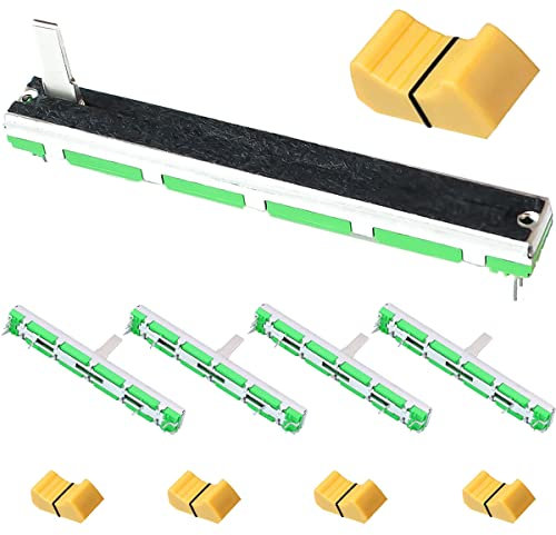 DAOKAI Schiebepotentiometer,5 STÜCKE Gerade Schiebepotentiometer Mixer Fader B103 B10K Ohm Dual Channel zum Einstellen von Lautstärke und Helligkeit mit Schieberegler Knöpfe