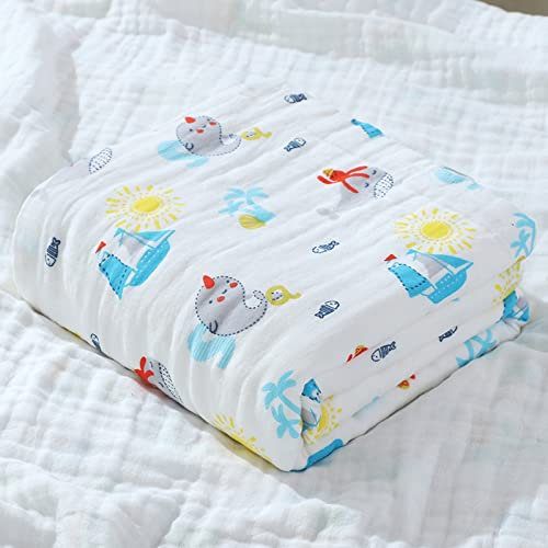 Hivia Musselin Babydecke 6 Lagig Kuscheldecke Baby Baumwolle Musselin Decke Kinder Wickeldecke Weiche Badetuch,Kinderdecke Decke für Neugeborene Mädchen Junge 110 x 110 cm (Ozean)