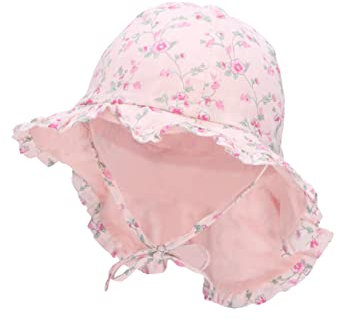 Sterntaler Baby Mädchen Hut Baby Sonnenhut Flower - Baby Hut, Kopfbedeckung Baby Sommer, Sommerhut Baby - aus Baumwolle - rosa, 45