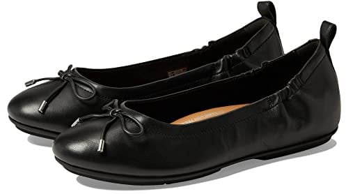 Fitflop Women's Allegro Bow Leather Ballet Pumps Flat, Black, 5 UK