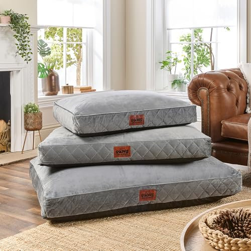 Slumberdown Luxury Padded Large Dog Bed (70 * 100 * 20cm) - Supportive, Cushioned & Washable Crate Mattress for Puppies, Dogs & Cats | Orthopedic, UK-Made, Non-Slip Base, Grey