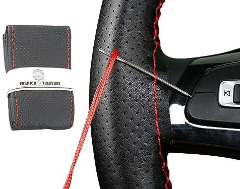 Cubierta de Volante de Cuero de Microfibra,Cubiertas del Volante de Bricolaje,Hechas de Cuero Suave en el Volante del Automóvil,Cubierta Volante para Coser,38CM