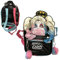 William Lamb Harley Quinn Batman Rucksack aus Kunstleder, mit auffälligem Gesichts-Design, Schwarz, Schwarz , Blau