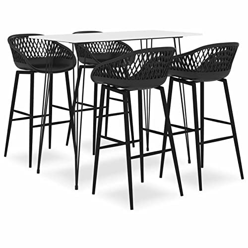 heybb 5-tlg. Bar-Set Weiß und Schwarz Eckbank KüChe Balkontisch KüChenbar Balcony Table