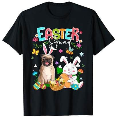 Osterhase Mops Jagd Eier Korb Hund Liebhaber Kinder T-Shirt