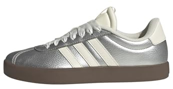 Adidas Damen Vl Court 3.0 Sportswear Sneaker, Silber-Metallic/Off White/Gum, 5.5