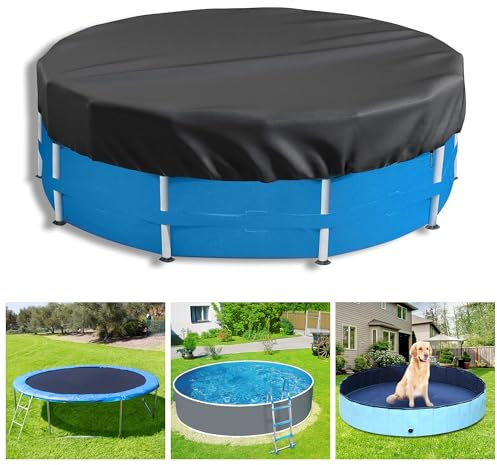 Housse ronde d'hiver pour piscine hors sol, 4,6 m, idéale pour piscine hors sol, couverture de jacuzzi, bâche de piscine, imperméable et résistante à la poussière (noir)