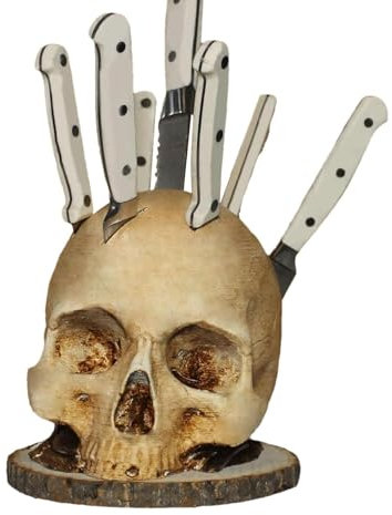 Skull Knive Holder, 2024 New Kitchen Knifes Storage Rack Organizer, Skeleton Skull Knives Block Holder, Horror Skull Knifes Block, Creative Skeleton Head Knives Display Stand