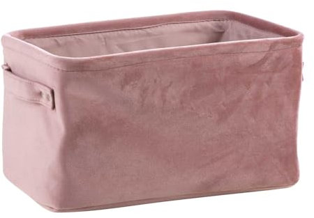 Home4You Aufbewahrungskorb Regalkorb | Samt | Rosa | Mit Griffen | 33x18x23 cm