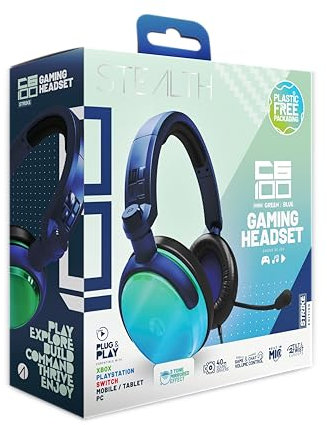 STEALTH C6-100 Gaming Headset STRIKE - Green & Blue, Multiplatform Compatible with Xbox, PS, Switch, PC, Mobile and Tablet