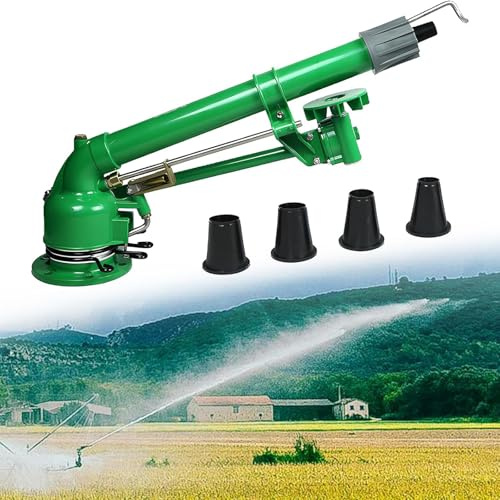 Aspersor De Agua De Impacto por Impulso, Aspersor De Riego Agrícola, Rociador De Riego De Área Grande De 360°, con Boquilla De Repuesto, para Riego De Jardines De Césped Agrícola