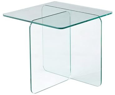 Belhome Table Basse carrée en Verre trempé Transparent - Bent
