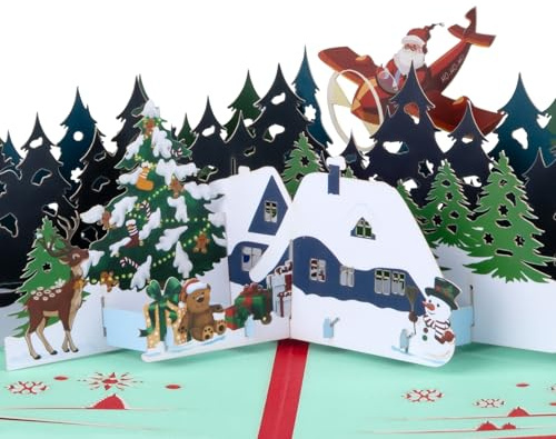 DLYMXGC 3D Pop Up Weihnachtskarte mit Wald Einzigartiges Design Geschenkkarte für Freunde, Familie, Wünsche miteinander teilen im Urlaub, mit Umschlag (Weihnachtswald)