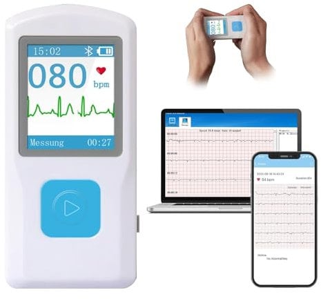 Ekg Gerät, Herzfrequenzmonitor mit LCD-Bildschirm und Speicher, FDA-geprüft, drahtlose Herzüberwachungsgeräte für den Heimgebrauch, kompatibel mit Smartphone und PC