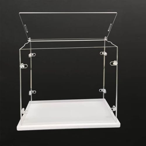 Top Openable, Clear Acryl Display Cabinet Assembly, Verdickte Basis, Robuste L-förmige Schnalle, Staubschutz Schrank für Action Puppe Spielzeug Collectibles (weiß, 60x40x50cm/24x16x20in)
