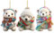 Christmas Polar Bear Ornament, 3-Pack Polar Bear Pendant with Scarf, 2D Acrylic Polar Bear Hangings for Christmas Tree, Christmas Tree Cute Furry Bear Hanging Decor, Animal Pendant Christmas