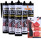 Roof & Gutter Sealant - Pack of 6 Tubes (295ml each) Black Sealant Waterproof with 4-Piece Caulking Tool Kit, Scraper, and Smoother Tools for Roof, Gutter, and Joint Repairs, Seal External Leaks