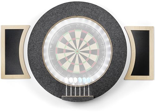 Dart Board Cabinet Surround with Built in LED Light, Includes 2 x Chalkboards and Chalkboard Pen in (Black Version - Cabinet ONLY)