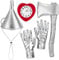 Yezmo 5PCS Tin Costume Accessories, Silver Axe Funnel Hat Set with Silvery Gloves Heart Brooch for Adult Men for Cosplay Party