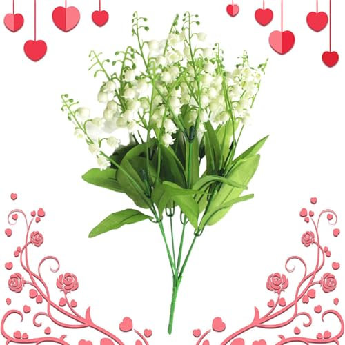 ETUCYNG 2 Stück Maiglöckchen Künstliche Blumen Maiglöckchen Blumen Künstliche Weiße Glocken Maiblume Für Zuhause Hochzeit Parties Lilien Garten