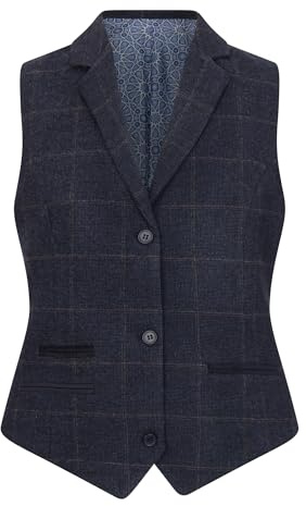 Infinity Leather Women's Tailored Fit Tweed Blazer in Herringbone Check