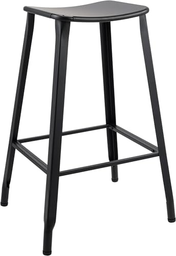 CLP Barhocker ohne Lehne Peony, Barstuhl schwarz Metall pulverbeschichtet stabil, Tresenhocker Industrial Style | Farbe schwarz