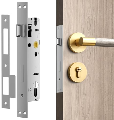 Cerradura de embutir de distancia de 85 mm, tamaño de mandril de 35 mm, cerradura para puerta de jardín, cerradura para puerta izquierda/derecha, cerradura interior para puertas de metal