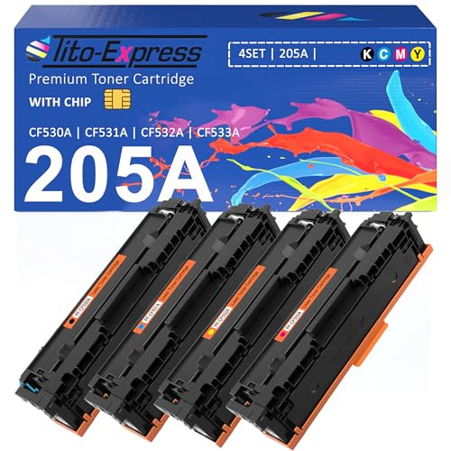 205A 205X XL Kompatibel für Toner HP Color LaserJet Pro M154a M154nw MFP M180n M180fw M180nw M181n M181fw für HP CF530A CF531A CF532A CF533A Set Schwarz, Magenta, Gelb, Cyan 4er-Pack
