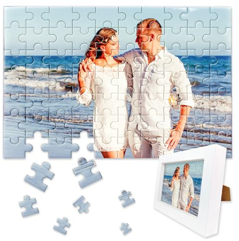 Personalisiertes Puzzle für Erwachsene, 70 Teile (15,2 x 20,3 cm), personalisiertes Puzzle mit weißem Rahmen, individuelles Puzzle, Holz-Foto-Puzzle, Ideen, Geschenke für Familie, Haustier, Hochzeit