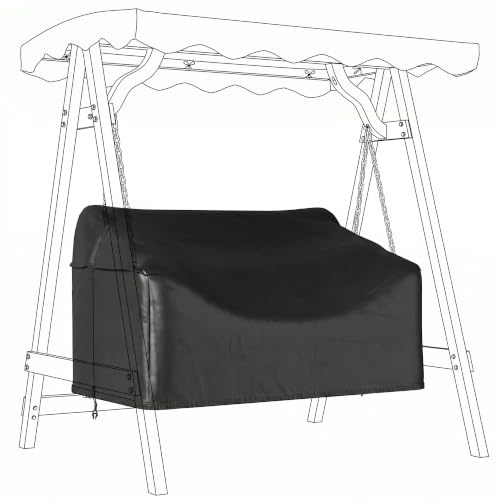 Outsunny Hollywoodschaukel Abdeckung 2 Sitzer, Wasserdicht Winddicht Schutzhülle für Gartenschaukel, UV-Beständig Abdeckplane für Hängesessel, Gartenmöbel, 142 x 76 x 81 cm Schwarz