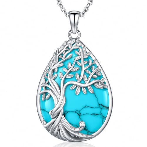 Odinstone Collier Arbre de vie Pendentif Arbre de vie Celtique Abalone Collier Coeur Famille Bijoux pour femmes Cadeaux pour Maman Fille