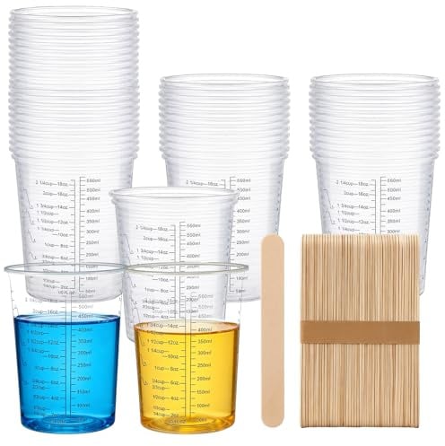 Forhandy 50-pack Blandningskopp Epoxidharts 600 ml inkl. 50 omrörningsstänger