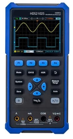 HDS2102S Handoszilloskop-Multimeter, 100 MHz Bandbreite, 500 MS/s, 2-Kanal/1-Kanal-Kombination for Elektroniktests(U/S)