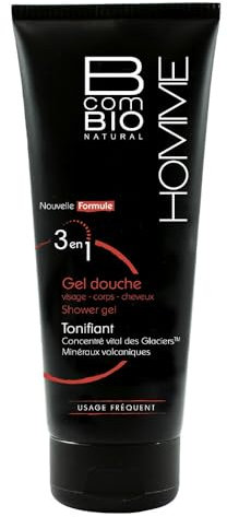 BCOMBIO NATURAL HOMME GEL DOUCHE 3 EN 1 TONIFIANT CORPS VISAGE ET CHEVEUX BIO 200ML