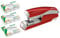 Leitz 5523 Flachheftgerät Stark NeXXt, 40 Blatt mit je 1.000 Heftklammern 24/6 24/8 und 26/6 in rot