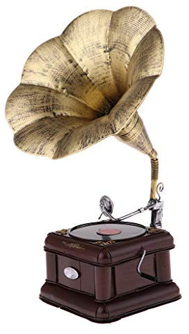SM SunniMix Vintage Trichter Schellackplatte Grammofon Modell, Golden