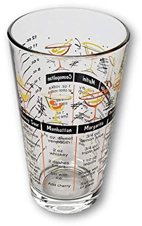 Vintage Cocktail Mixing Glass With Drink Recipes