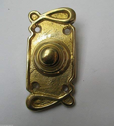 Ironmongery World Victoriano Tradicional Estilo Antiguo Timbre Botón Timbre de Puerta con Cable - Plateado, Art Nouveau Brass