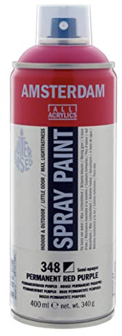 Amsterdam Spray Paint - Permanent Red Purple 348-400 ml Water-Based Semi-Opaque - High-Quality Lightfast Pigments - Low-Odor & Solvent-Free - Ideal for Studio Use & Various Surfaces