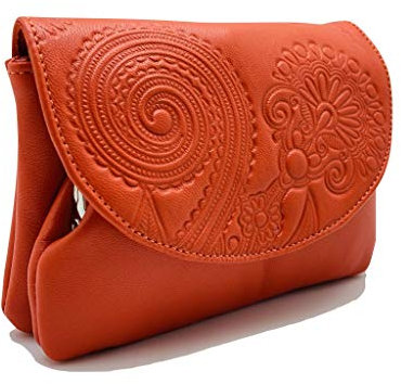 Porte-monnaie pour femme, femme et fille en cuir, orange
