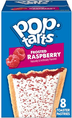 Pop-Tarts Tostadora de pasteles, alimentos para el desayuno, aperitivos para niños, paquete económico, frambuesa esmerilada (8 Pop-Tarts)