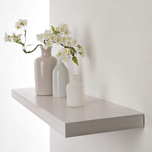 DURAline Regal Dekoregal Schwebendes Wandregal Selbsttragendes Regalboard Pawlonia Whithe | 80 x 23,5 x 3,8 cm | Weiß, Weiss
