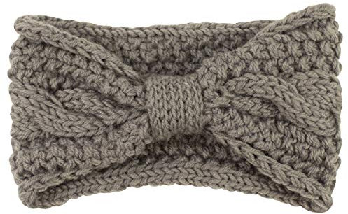 fashionchimp ® Uni-Stirnband für Damen, Zopfmuster Strick-Stirnband mit Knoten-Muster, Winter (Grau)