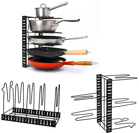 EYEPOWER Pfannen Regal aus Stahl mit 5 Ablagen - 38x21x25 Deckel Organizer Küche Zubehör - Topf Organizer Schrank Schubladen Ordnungssystem Pfanne Trennwand Küchenschrank Organizer Pfannen Organizer